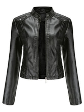 Load image into Gallery viewer, Cool Girl Coat Long Sleeve PU Leather Motorcycle Jacket