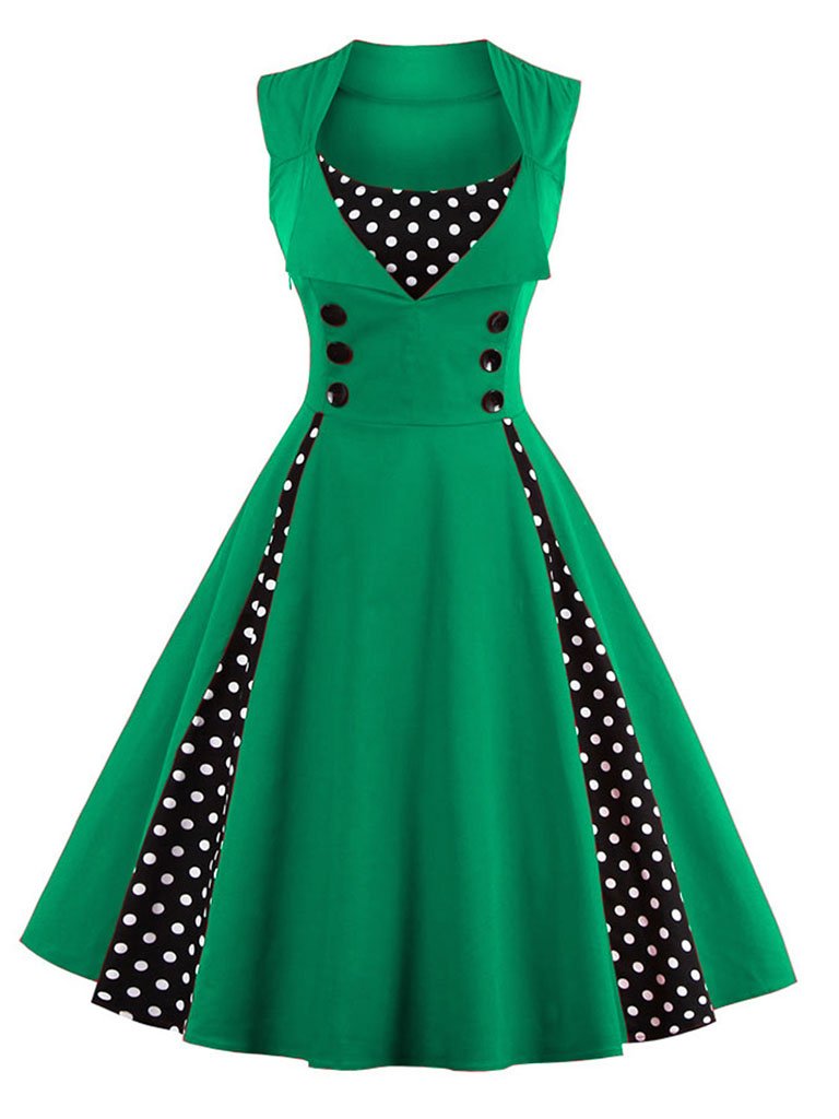 Polka Dot Square Neck Slim Fit Vintage Dress – Jolly Vintage