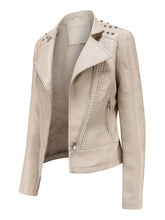 Load image into Gallery viewer, Rivet Long Sleeve PU Leather Motorcycle Jacket
