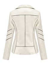 Load image into Gallery viewer, Turn Down Collar Long Sleeve PU Leather Motorcycle Jacket