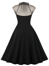 Load image into Gallery viewer, Purple Stand Ruffles Collar Semi-Sheer Sleeveless 1950S Vintage Dress