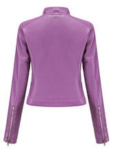 Load image into Gallery viewer, Crop Coat Long Sleeve PU Leather Motorcycle Jacket