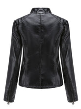 Load image into Gallery viewer, Stand Collar Long Sleeve PU Leather Motorcycle Jacket