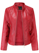 Load image into Gallery viewer, Soft Coat Long Sleeve PU Leather Motorcycle Jacket For Women