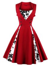 Load image into Gallery viewer, Floral Square Neck Slim Fit Vintage Dress