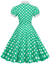 Load image into Gallery viewer, Navy Polka Dots Bowknot Swing Vintage 1950S Dress