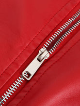 Load image into Gallery viewer, Navy Long Sleeve PU Leather Motorcycle Jacket