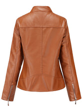 Load image into Gallery viewer, Soft Coat Long Sleeve PU Leather Motorcycle Jacket For Women