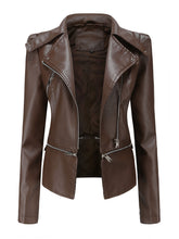Load image into Gallery viewer, Cool Girl Coat Long Sleeve PU Leather Motorcycle Jacket With Detachable Hem