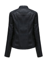 Load image into Gallery viewer, Women‘s Leather Jacket Weave Long Sleeve Winter Coat
