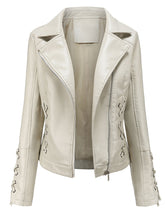 Load image into Gallery viewer, Black Weave Long Sleeve PU Leather Motorcycle Jacket