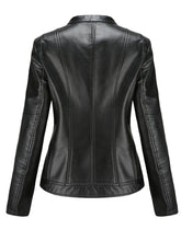 Load image into Gallery viewer, Light Green Long Sleeve PU Leather Motorcycle Jacket For Women
