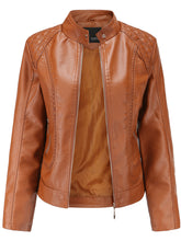 Load image into Gallery viewer, Soft Coat Long Sleeve PU Leather Motorcycle Jacket For Women