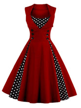 Load image into Gallery viewer, Polka Dot Square Neck Slim Fit Vintage Dress