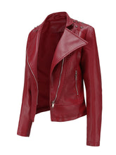 Load image into Gallery viewer, Rivet Long Sleeve PU Leather Motorcycle Jacket