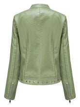 Load image into Gallery viewer, Rivet Long Sleeve PU Leather Motorcycle Jacket