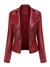 Load image into Gallery viewer, Rivet Long Sleeve PU Leather Motorcycle Jacket
