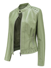 Load image into Gallery viewer, Rivet Long Sleeve PU Leather Motorcycle Jacket