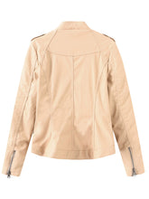 Load image into Gallery viewer, Brown Long Sleeve PU Leather Soft Jacket For Women