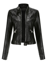 Load image into Gallery viewer, Crop Coat Long Sleeve PU Leather Motorcycle Jacket