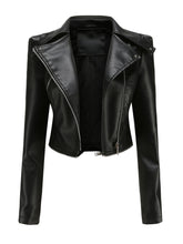 Load image into Gallery viewer, Cool Girl Coat Long Sleeve PU Leather Motorcycle Jacket With Detachable Hem