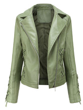 Load image into Gallery viewer, Black Weave Long Sleeve PU Leather Motorcycle Jacket