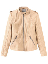 Load image into Gallery viewer, Brown Long Sleeve PU Leather Soft Jacket For Women