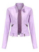Load image into Gallery viewer, Crop Coat Long Sleeve PU Leather Motorcycle Jacket