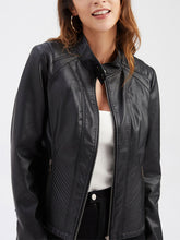 Load image into Gallery viewer, Stand Collar Long Sleeve PU Leather Motorcycle Jacket
