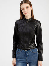 Load image into Gallery viewer, Cool Girl Coat Long Sleeve PU Leather Motorcycle Jacket