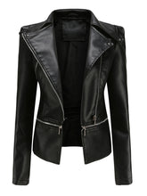 Load image into Gallery viewer, Cool Girl Coat Long Sleeve PU Leather Motorcycle Jacket With Detachable Hem