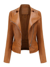 Load image into Gallery viewer, Rivet Long Sleeve PU Leather Motorcycle Jacket