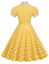 Load image into Gallery viewer, Navy Polka Dots Bowknot Swing Vintage 1950S Dress