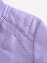 Load image into Gallery viewer, Stand Collar Long Sleeve PU Leather Motorcycle Jacket