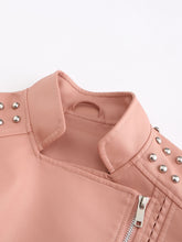 Load image into Gallery viewer, Rivet Long Sleeve PU Leather Motorcycle Jacket