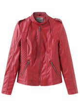 Load image into Gallery viewer, Brown Long Sleeve PU Leather Soft Jacket For Women