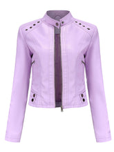 Load image into Gallery viewer, Cool Girl Coat Long Sleeve PU Leather Motorcycle Jacket