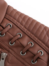 Load image into Gallery viewer, Women‘s Leather Jacket Weave Long Sleeve Winter Coat