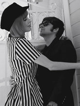 Load image into Gallery viewer, Beetlejuice Costume Pocket Dress With Black and White Vertical Stripe