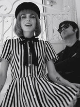 Load image into Gallery viewer, Beetlejuice Costume Pocket Dress With Black and White Vertical Stripe