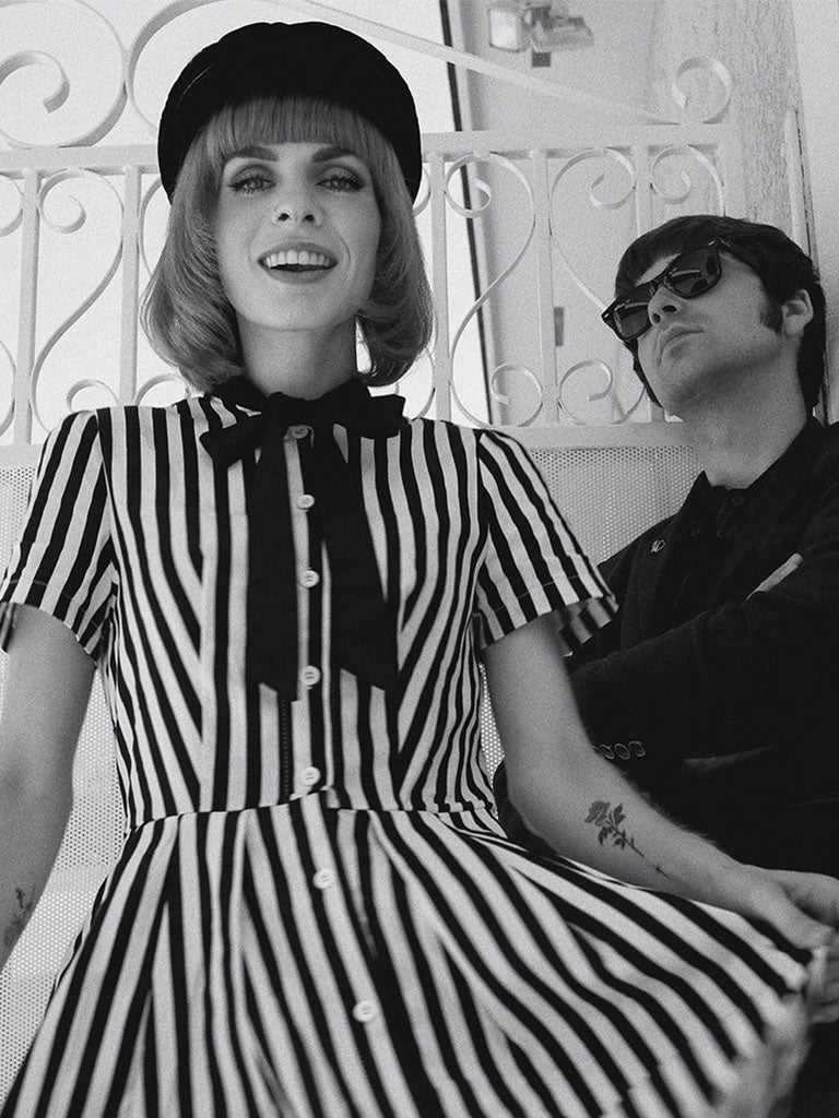 Black and white striped vintage dress online