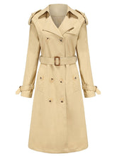Load image into Gallery viewer, Women's Trench Coat Going out Fall Winter Turndown Collar Button Waisted Solid Color Long Coat