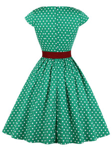 1950s Polka Dot With Belt Vintage Dress