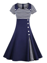 Load image into Gallery viewer, Elegant Stripe High Waist 50s 60s Dress