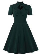 Load image into Gallery viewer, Dark Green Pockets Short Sleeve 50s Dress