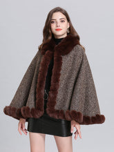 Load image into Gallery viewer, Poncho Knitwear Women Oversized Sweater Faux Fur Coat Shawl Collar Sweaters
