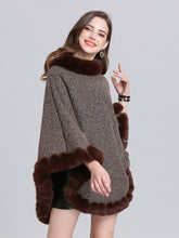 Load image into Gallery viewer, Women Woolen Poncho Faux Fur Shawl Collar Oversized Winter Coat