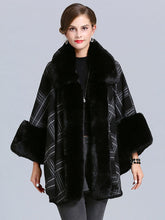 Load image into Gallery viewer, Plaid Women Poncho Sweater Faux Fur Coat Shawl Collar