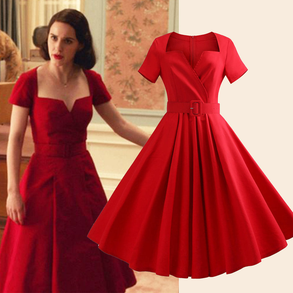 marvelous mrs maisel red dress Dressing like The Marvelous Mrs. Maisel on a Wednesday to cure the winter blues, because why not? I built a couple of winter looks around this 90s-vintage (ugh), 60s-inspired dress Ive had in my