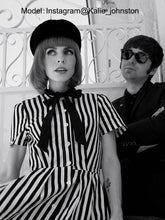 Load image into Gallery viewer, Beetlejuice Costume Pocket Dress Black and White Vertical Stripe Dress With Sunglasses